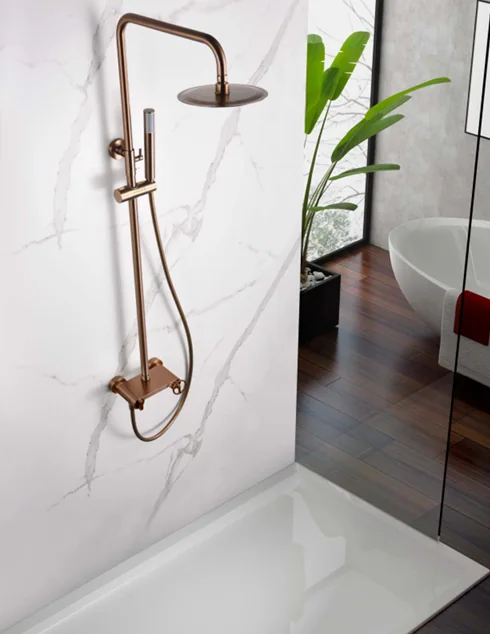 Ducha IMEX cobre sobre bañera
