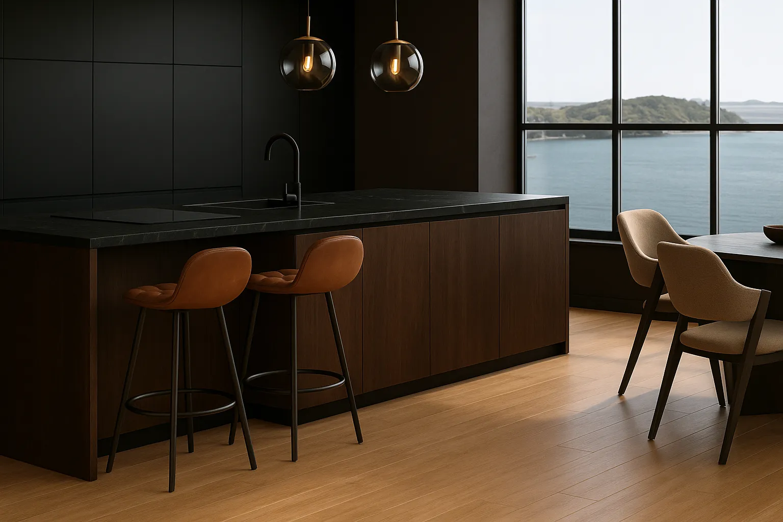 Cocina moderna con porcelánicos en el backsplash